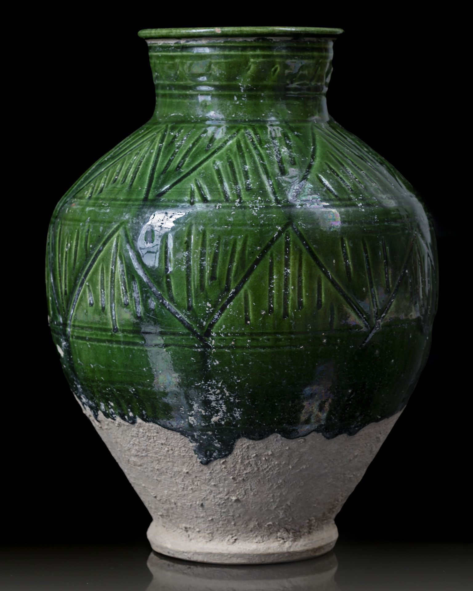 A RARE INTACT FATIMID LEED-GLAZED JAR, EGYPT, 10TH-11TH CENTURY - Image 4 of 5