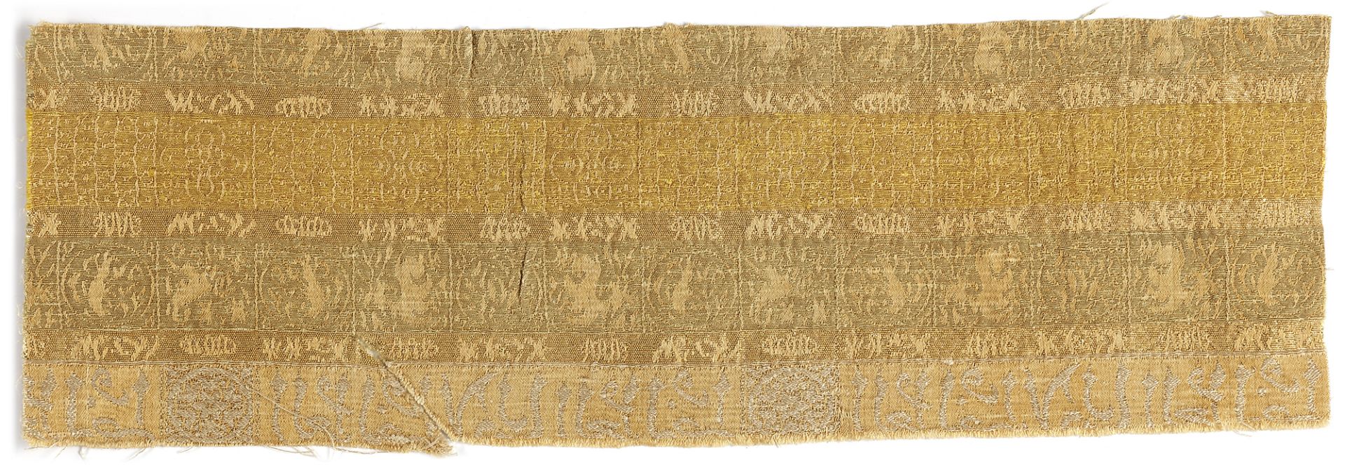 A RARE MAMLUK SILK LAMPAS FRAGMENT, EGYPT OR SYRIA, 14TH CENTURY