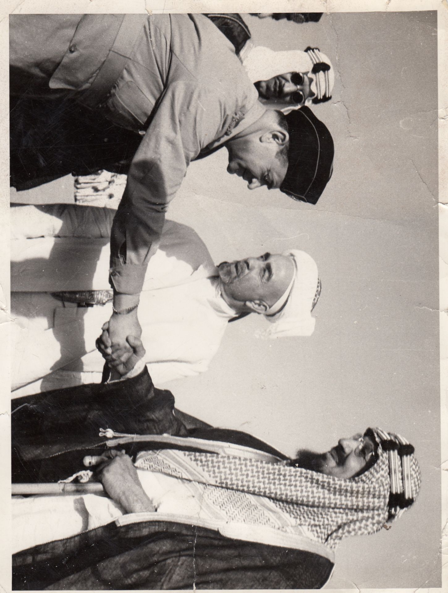 FIVE IMPORTANT PHOTOGRAPHS OF THE HISTORICAL VISIT OF KING ABDULLAH BIN AL-HUSSEIN TO SAUDI ARABIA M - Image 2 of 7
