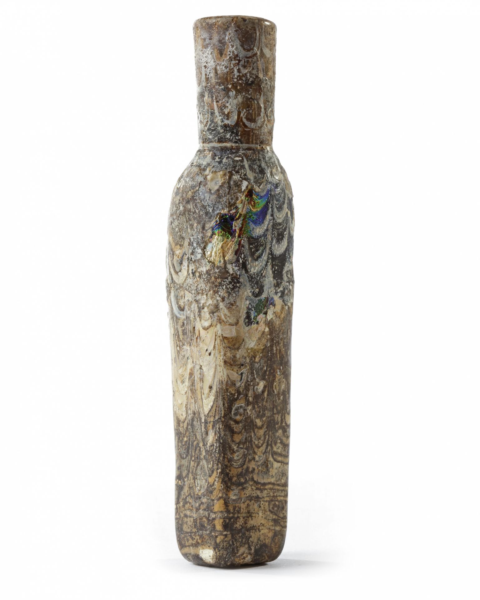 AN EARLY ISLAMIC GLASS BOTTLE EGYPT OR SYRIA, 7TH-8TH CENTURY - Image 4 of 5