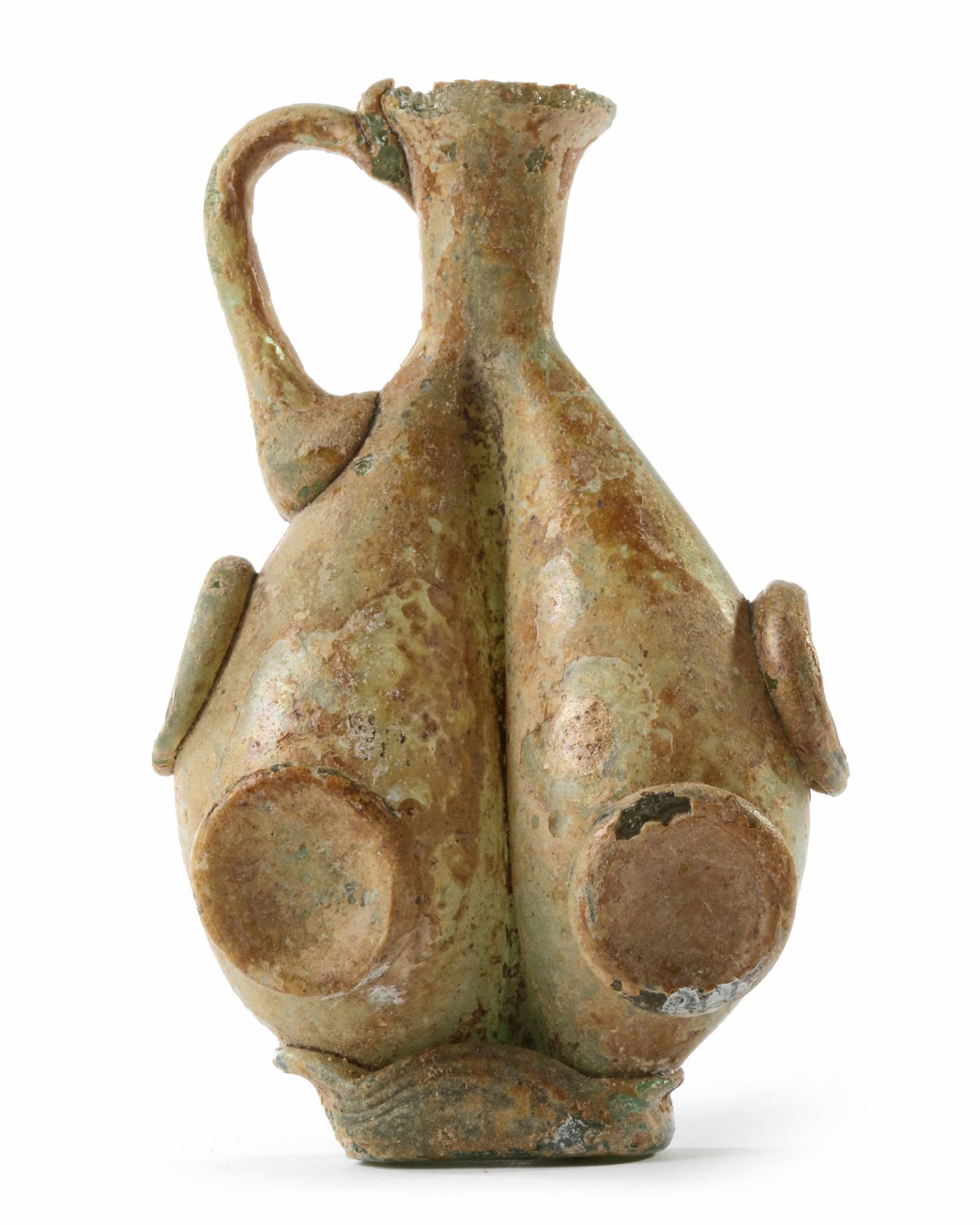 AN EARLY ISLAMIC GLASS FLASK, NEAR EAST, CIRCA 8TH-10TH CENTURY - Image 2 of 5