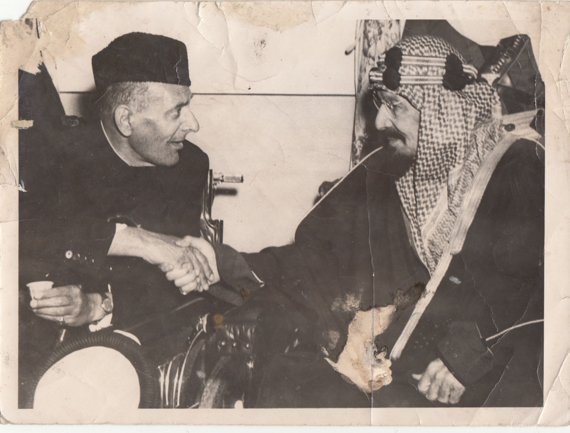 FIVE RARE PHOTOGRAPHS OF KING ABDUL AL-AZIZ AL SAUD DURING HIS REALM, PROBABLY 1930-1940 - Image 4 of 10
