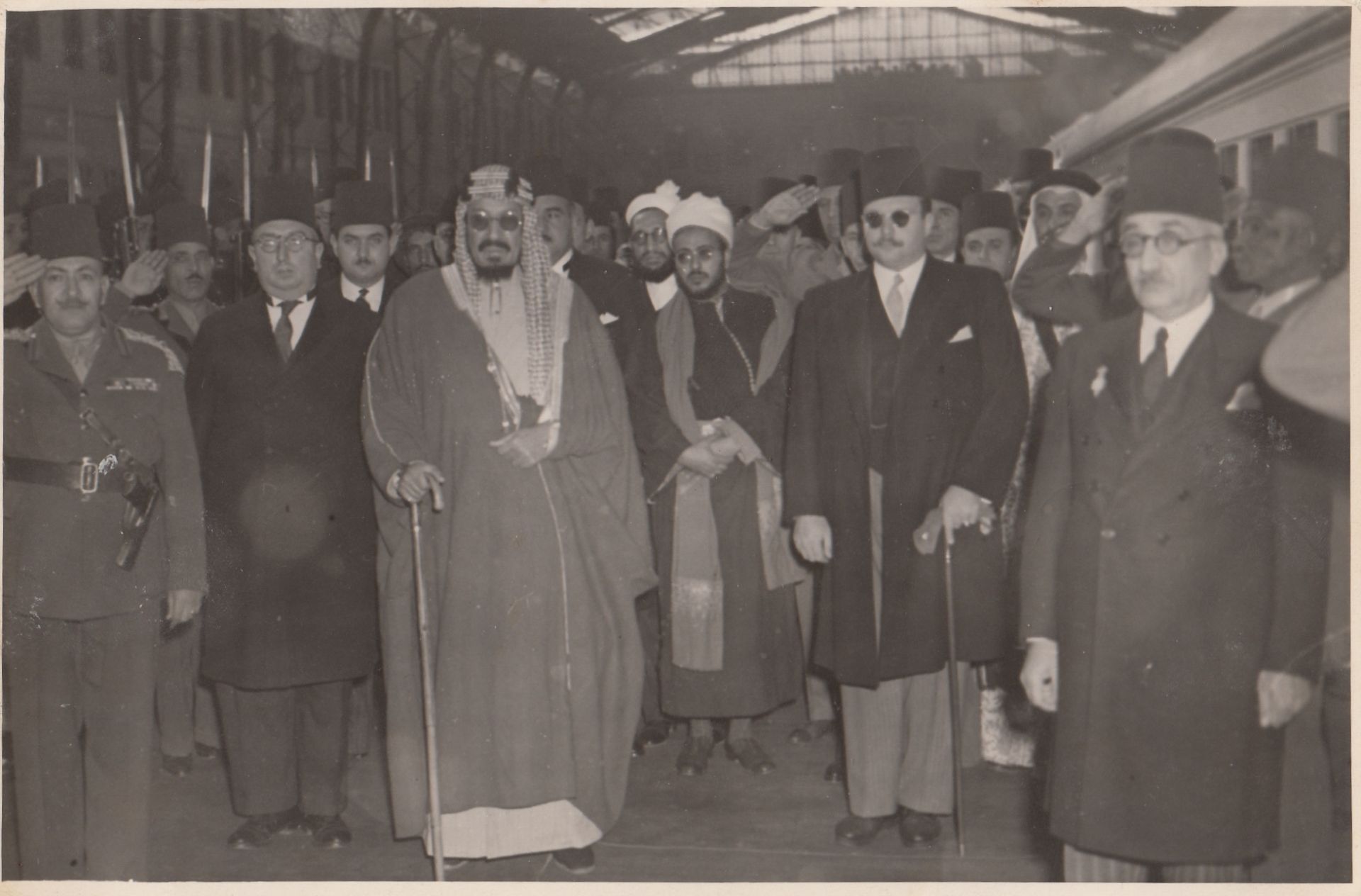 FIVE RARE PHOTOGRAPHS OF KING ABDUL AL-AZIZ AL SAUD DURING HIS REALM, PROBABLY 1930-1940