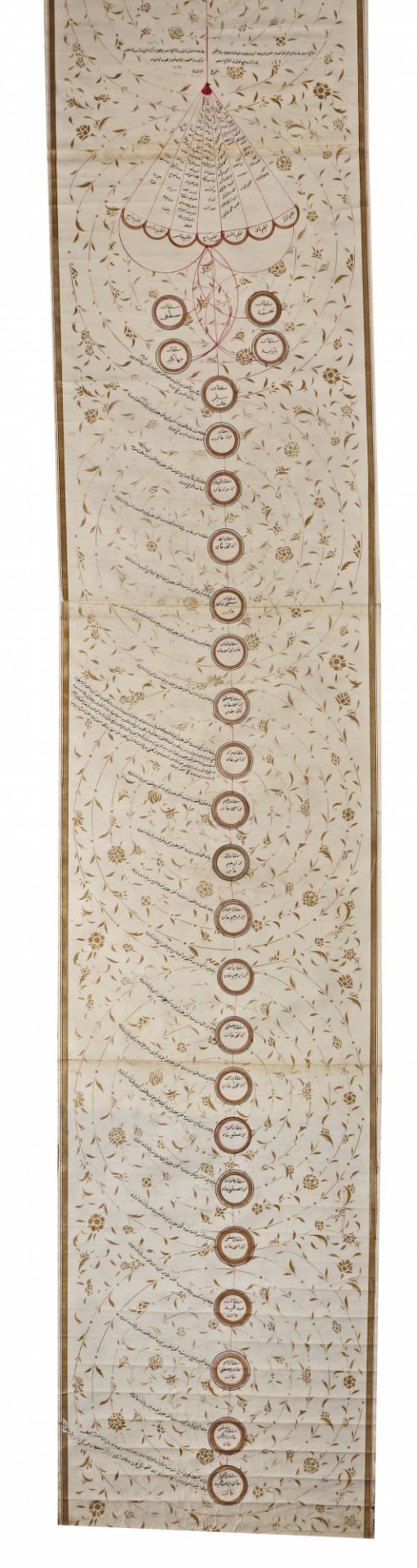 AN ISLAMIC SCROLL ON PAPER, GENEALOGICAL TREE OF THE PROPHET MUHAMMAD, OTTOMAN, 19TH CENTURY - Image 8 of 11