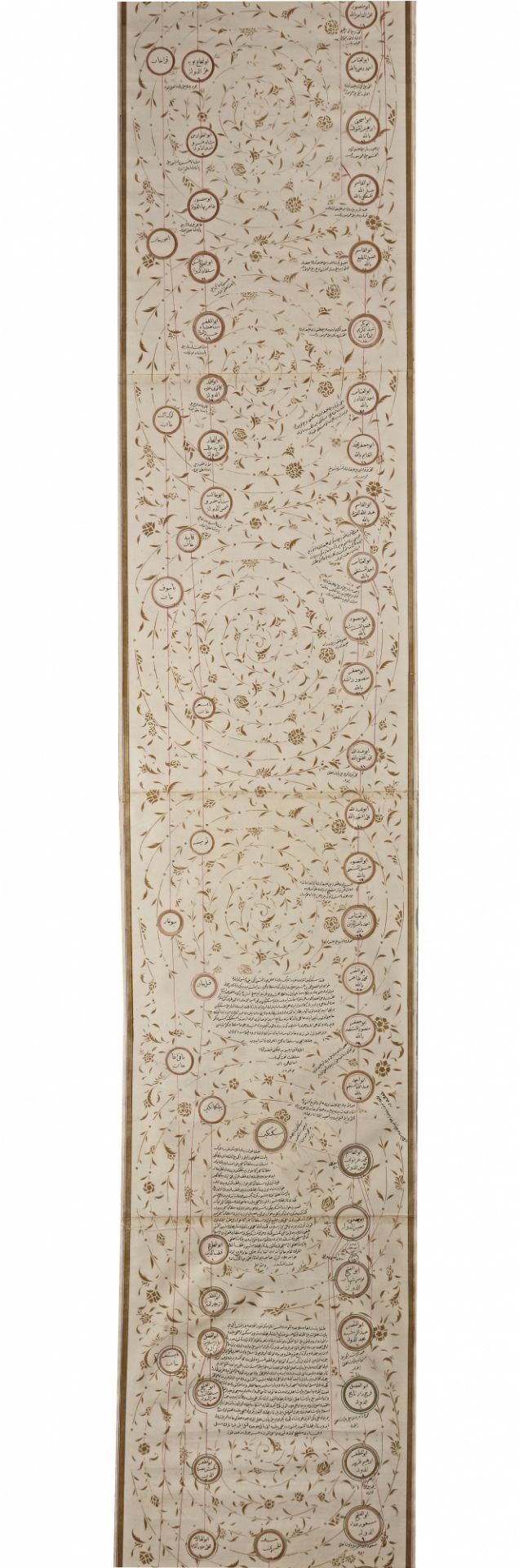 AN ISLAMIC SCROLL ON PAPER, GENEALOGICAL TREE OF THE PROPHET MUHAMMAD, OTTOMAN, 19TH CENTURY - Image 5 of 11