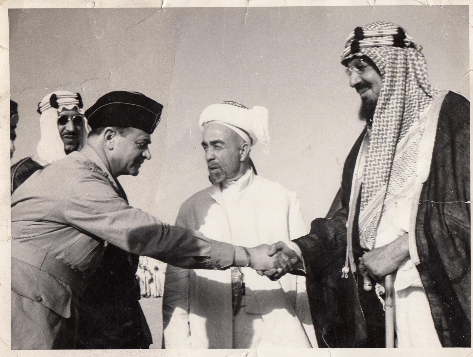 FIVE IMPORTANT PHOTOGRAPHS OF THE HISTORICAL VISIT OF KING ABDULLAH BIN AL-HUSSEIN TO SAUDI ARABIA M
