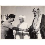 FIVE IMPORTANT PHOTOGRAPHS OF THE HISTORICAL VISIT OF KING ABDULLAH BIN AL-HUSSEIN TO SAUDI ARABIA M