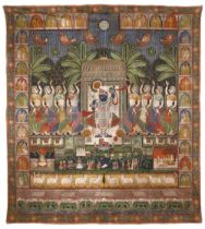 A LARGE PICCHVAI OF SHRI NATH JI, NORTH INDIA, RAJASTHAN, KOTA, 19TH CENTURY