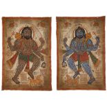 A PAIR OF COSMIC PAINTINGS OF BHAIRAV, RAJASTHAN, NORTH INDIA, CIRCA 19TH CENTURY