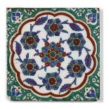 AN IZNIK POTTERY TILE , OTTOMAN TURKEY, CIRCA 1580