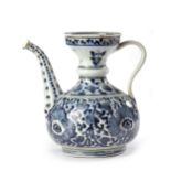 A SAFAVID BLUE, BLACK AND WHITE EWER, PERSIA, 18TH CENTURY