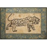 A CALLIGRAPHIC LION, MUGHAL, INDIA, 17TH CENTURY