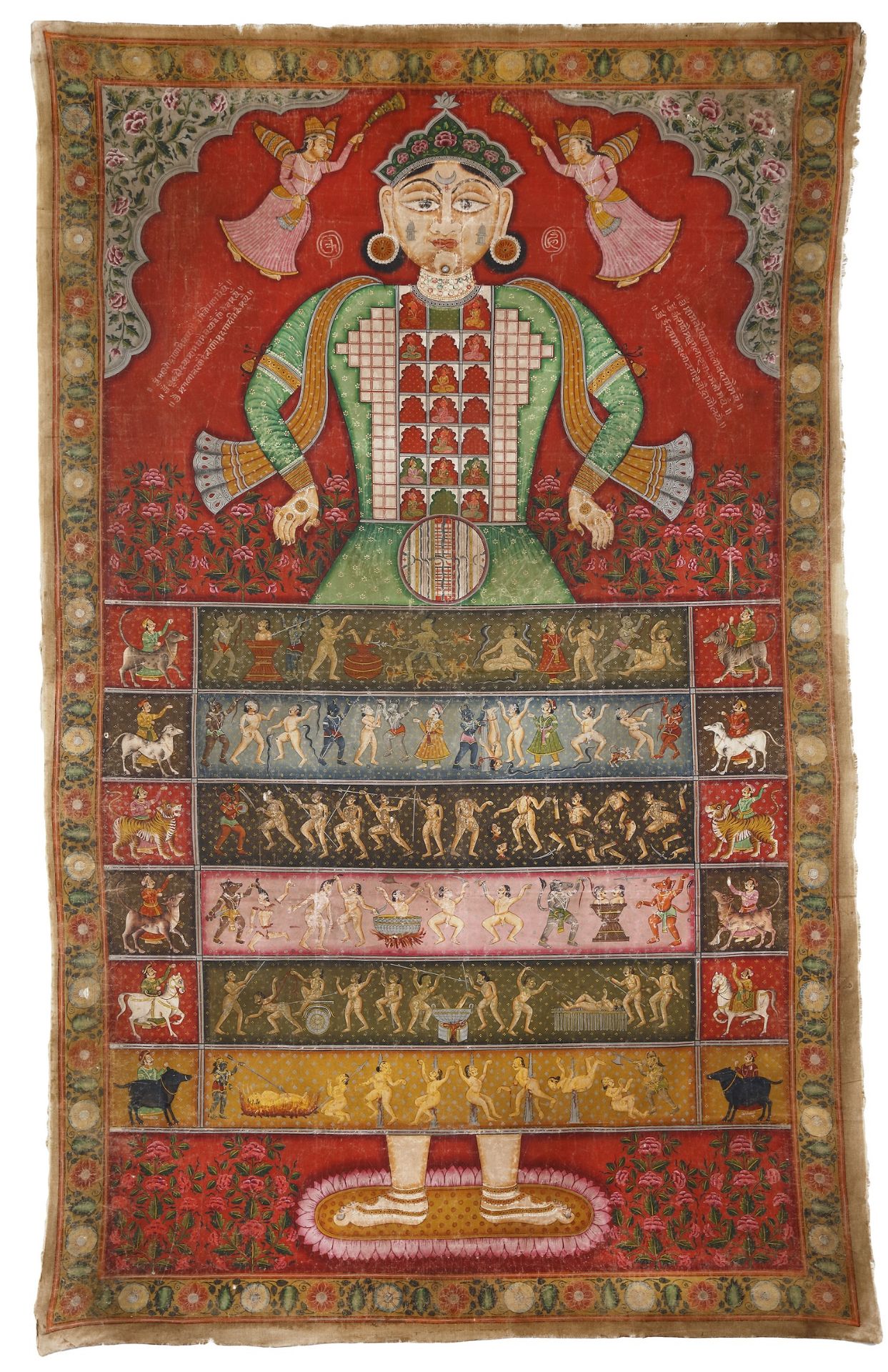 A LARGE JAIN PATA OF THE COSMIC MAN, (LOKAPURUSHA), 19TH CENTURY