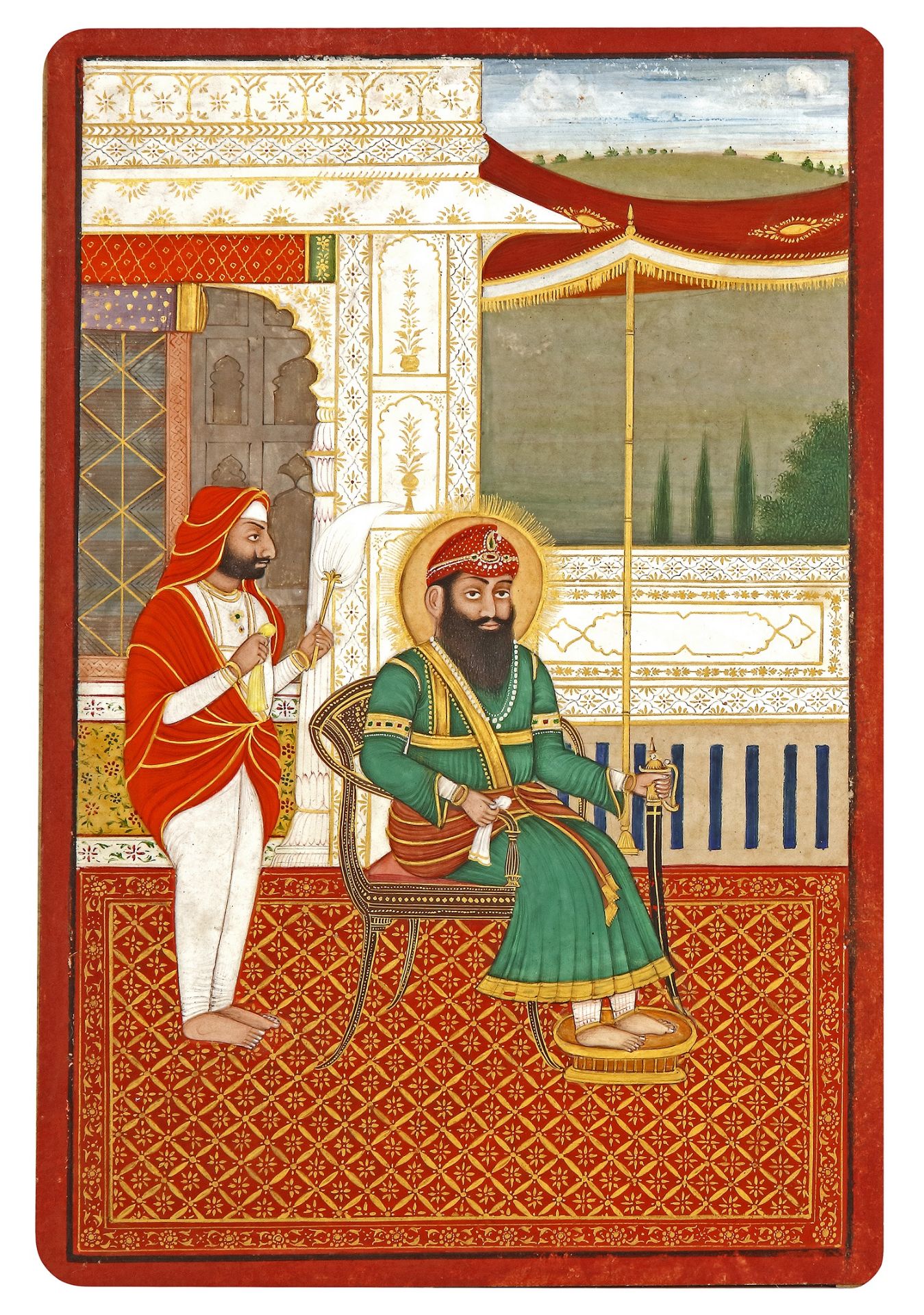 NINE PORTRAITS OF PUNJAB RULERS, DELHI OR LAHORE, CIRCA 19TH CENTURY - Image 6 of 10
