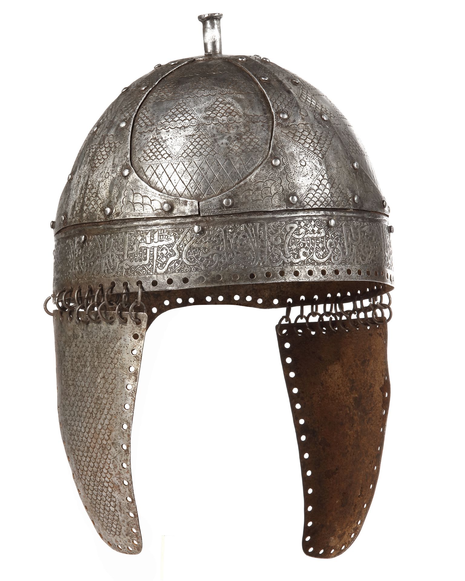 A STEEL HELMET, MUGHAL, INDIA, 17TH-18TH CENTURY - Image 5 of 12