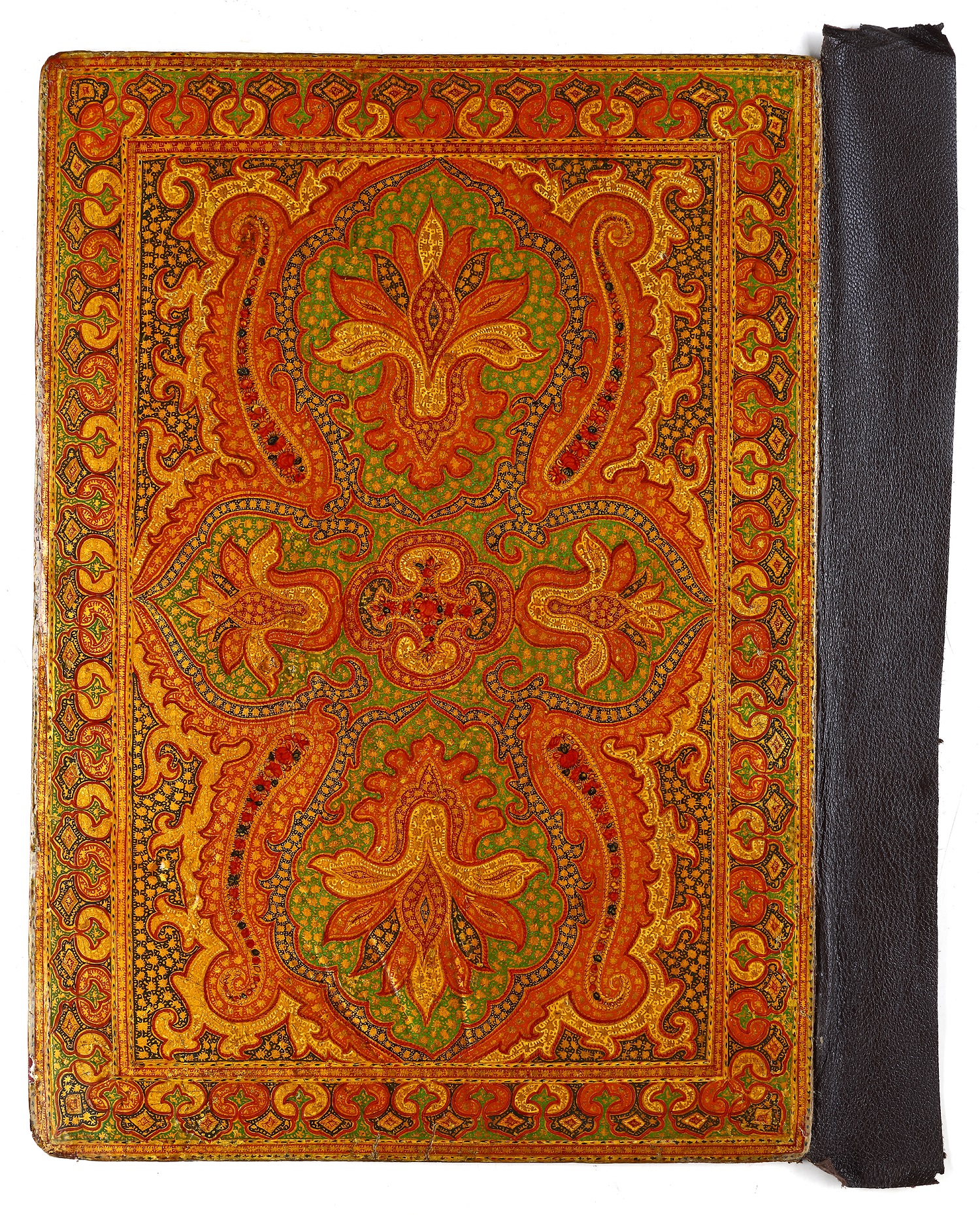 A POLYCHROME LACQUER BOOK BINDING, QAJAR, PERSIA, 19TH CENTURY - Image 3 of 8