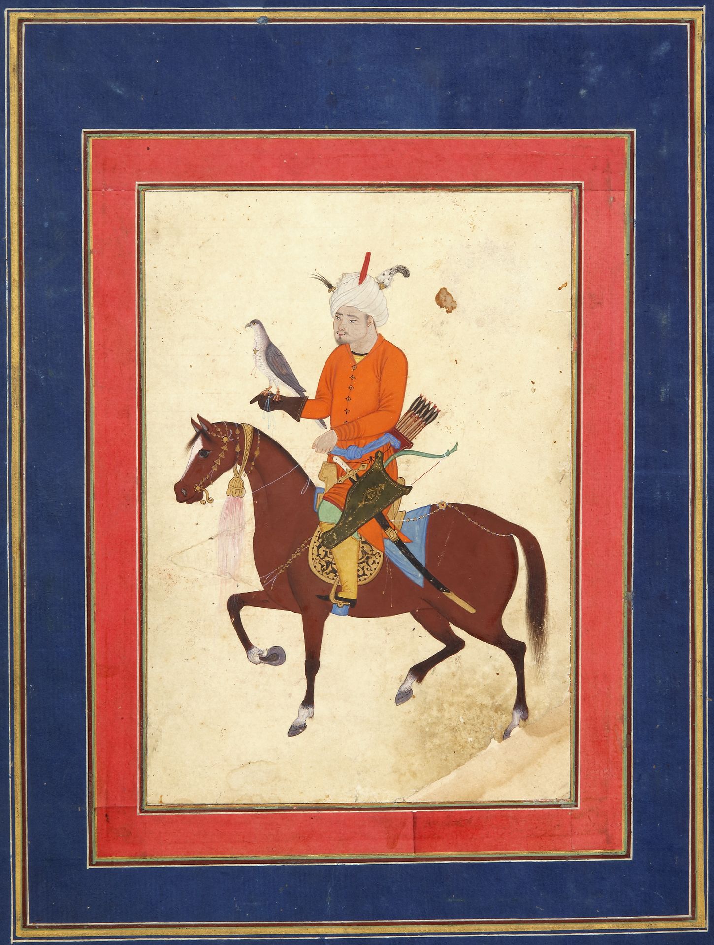 A CAUCASIAN NOBLEMAN RIDING A HORSE AND HOLDING A FALCON, 17TH CENTURY - Image 2 of 2