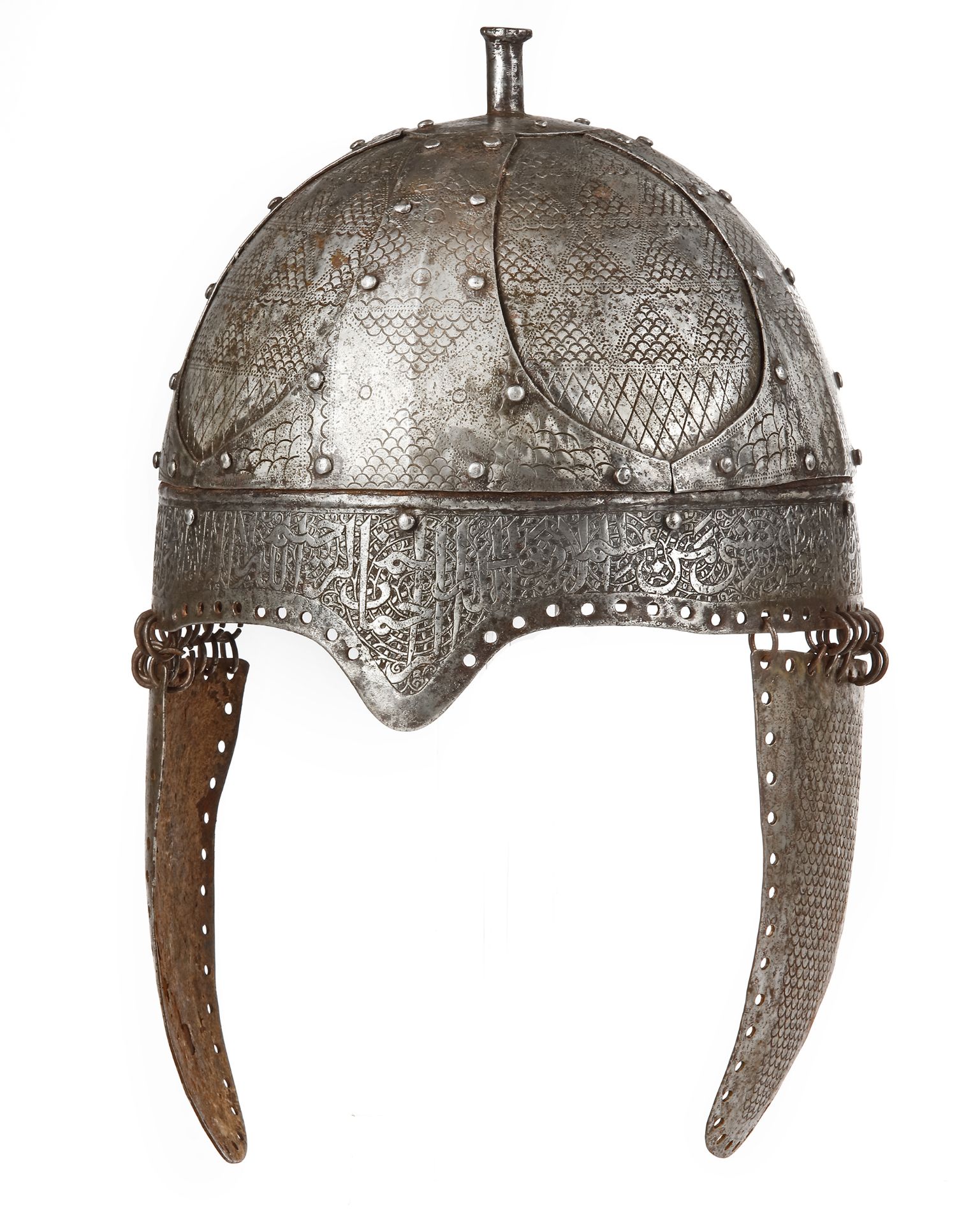 A STEEL HELMET, MUGHAL, INDIA, 17TH-18TH CENTURY - Image 2 of 12