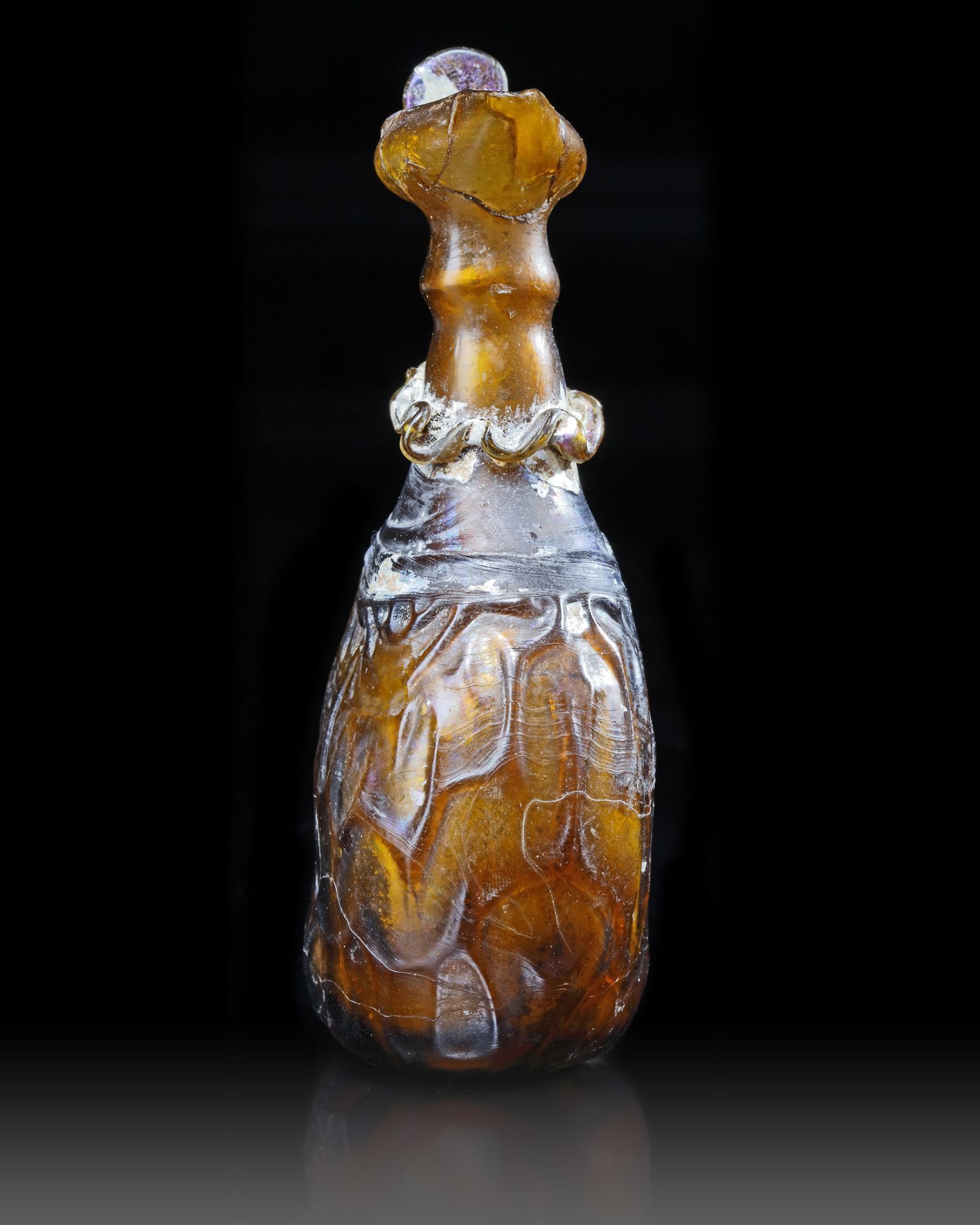 AN AMBER GLASS JUG, PERSIA, 10TH-11TH CENTURY - Image 4 of 5