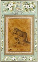 A GRISAILLE PAINTING OF A BEAR, ZAND OR QAJAR, PERSIA, LATE 18TH CENTURY