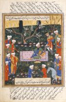 A MINIATURE, THE RETURN OF THE KING, QAZVIN OR SHIRAZ, 1570-1580 AD, CENTRAL ASIA