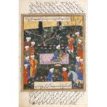 A MINIATURE, THE RETURN OF THE KING, QAZVIN OR SHIRAZ, 1570-1580 AD, CENTRAL ASIA