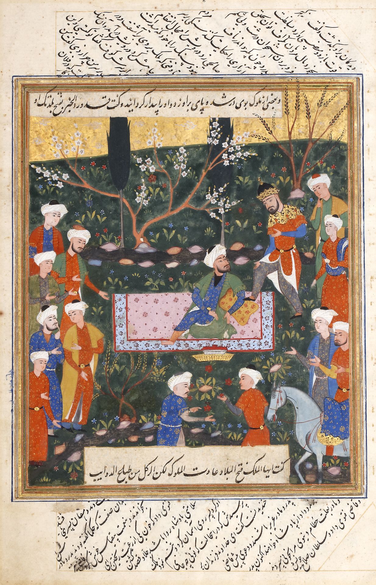 A MINIATURE, THE RETURN OF THE KING, QAZVIN OR SHIRAZ, 1570-1580 AD, CENTRAL ASIA