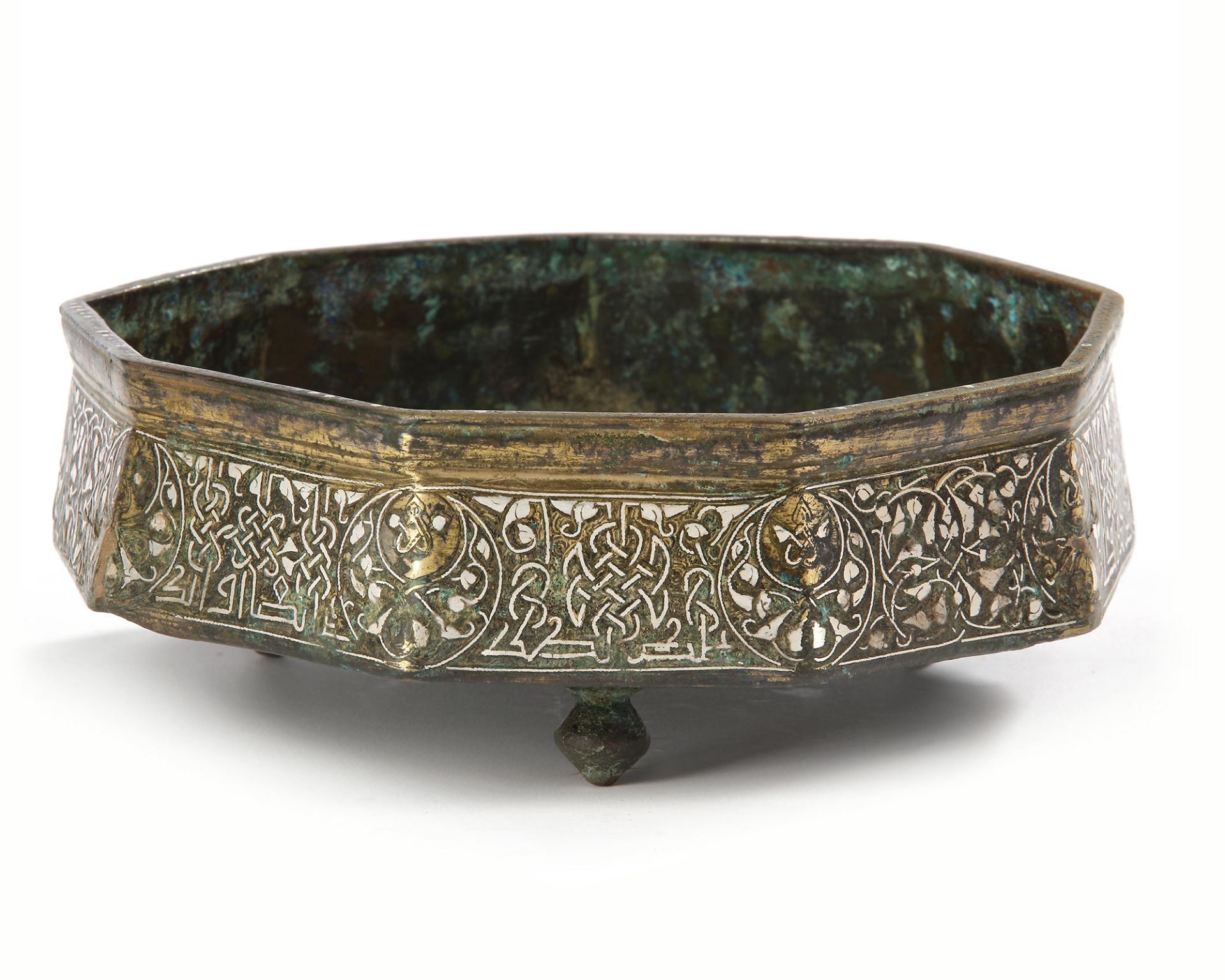 A POLYGANOL BRONZE SILVER INLAID BOWL, KHORASAN, 12TH-13TH CENTURY - Image 5 of 8