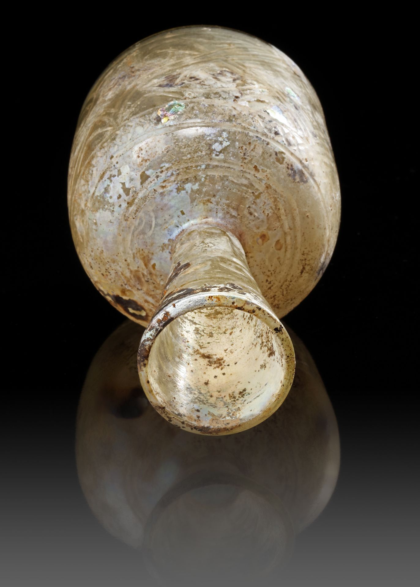 A LARGE WHEEL-CUT CLEAR GLASS FLASK, PERSIA, 9TH-10TH CENTURY - Image 7 of 7