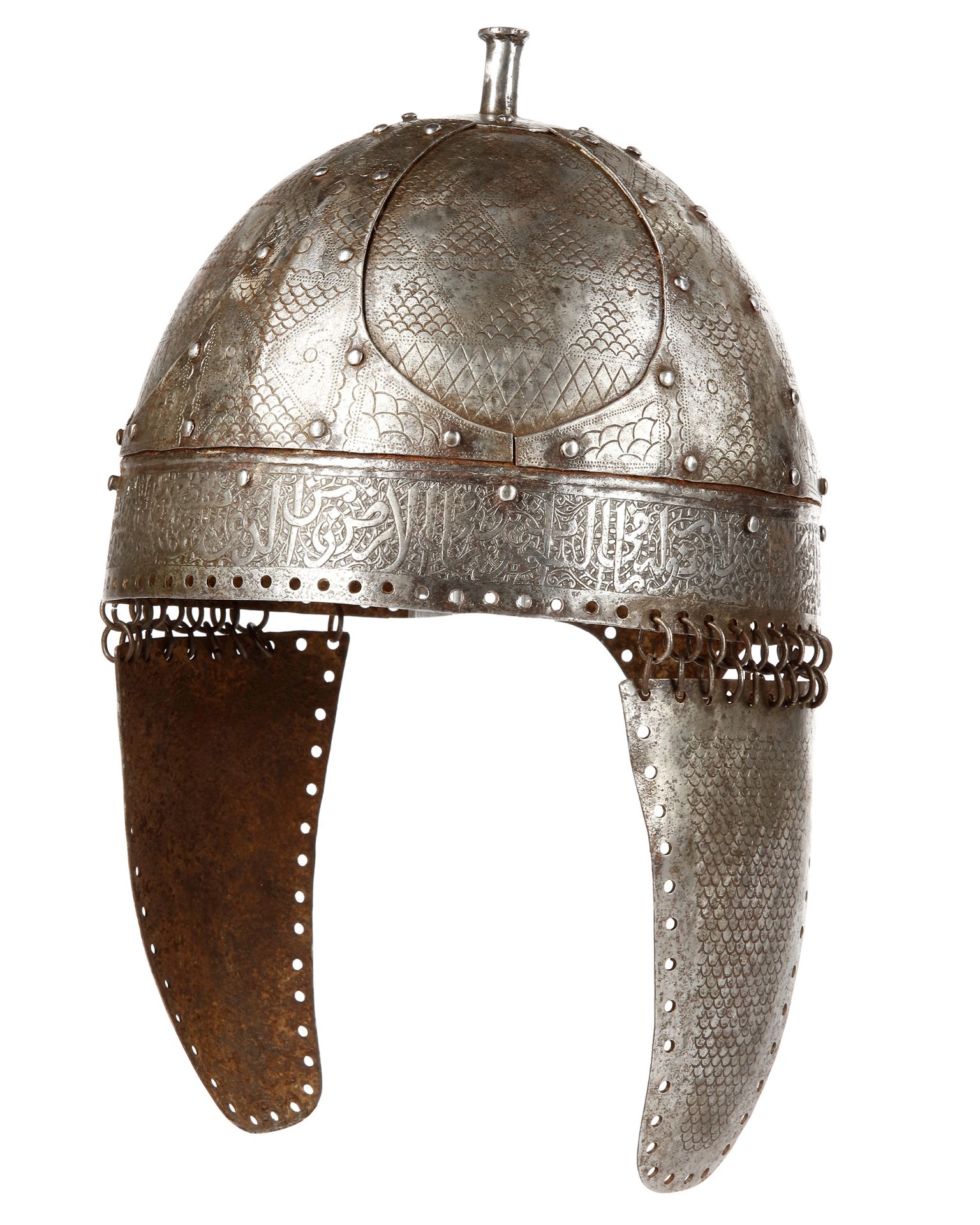 A STEEL HELMET, MUGHAL, INDIA, 17TH-18TH CENTURY - Image 8 of 12