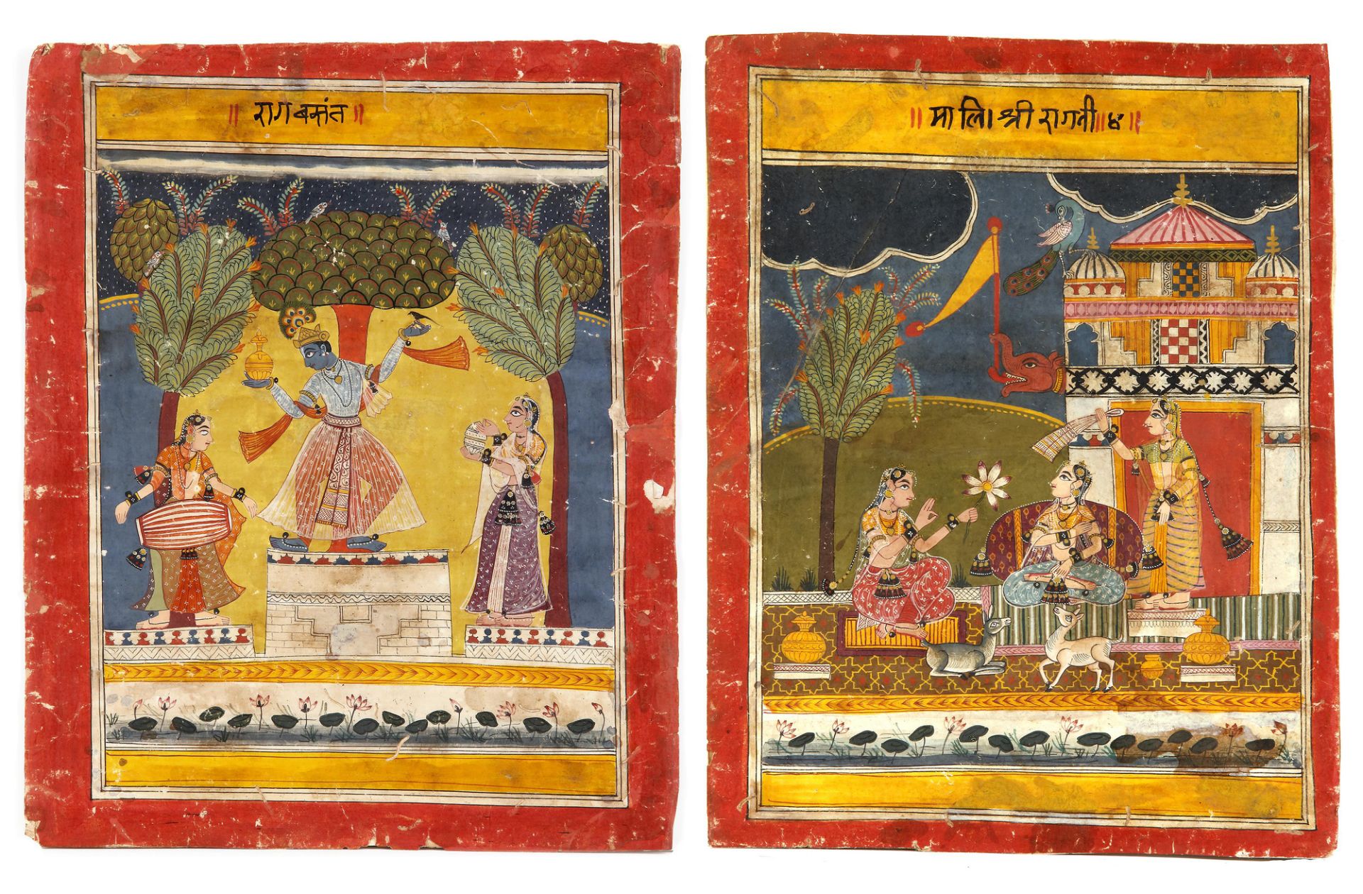 THREE IIIUSTRATIONS FROM A RAGAMALA SERIES, CENTRAL INDIA, MALWA, 17TH CENTURY - Image 2 of 5