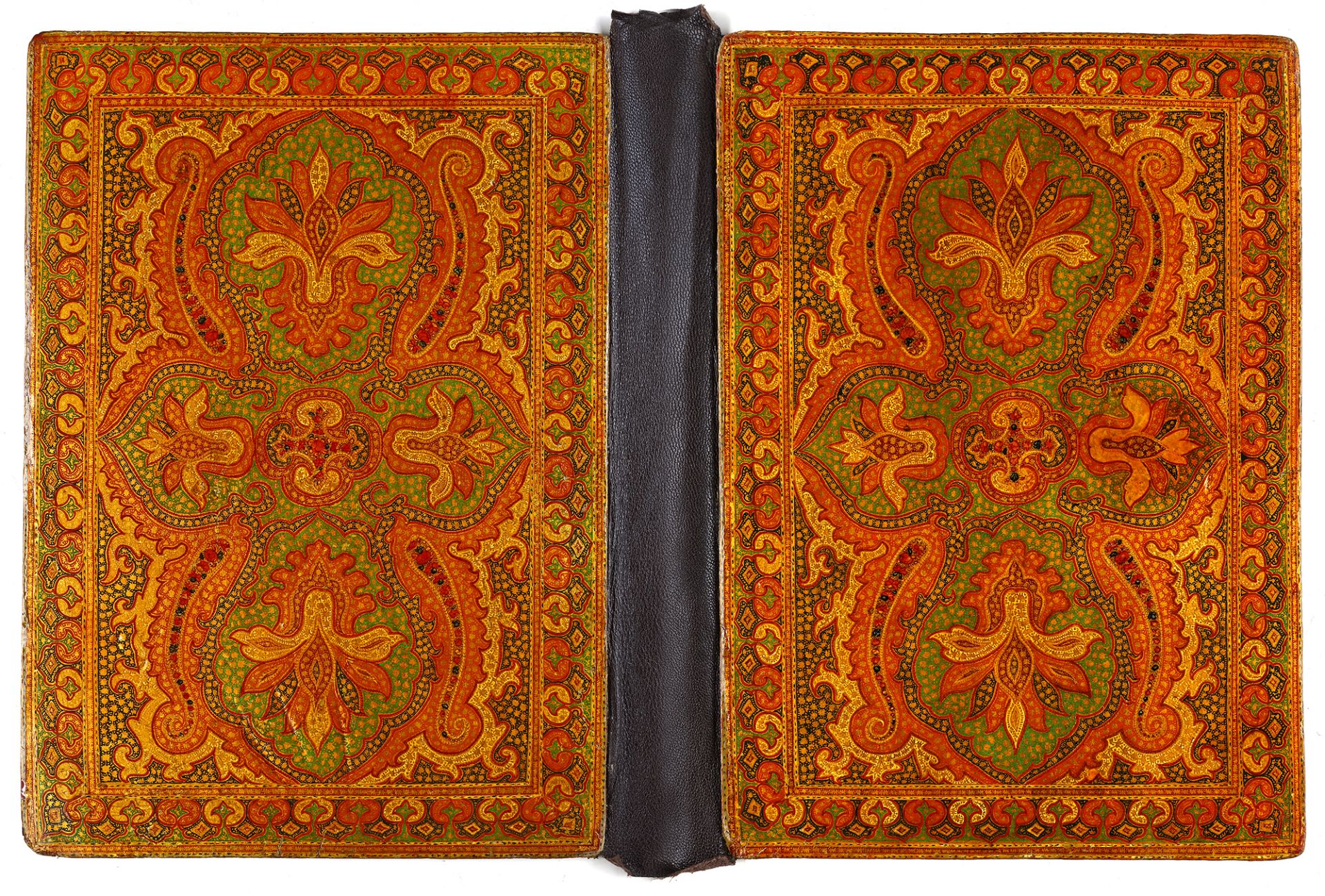 A POLYCHROME LACQUER BOOK BINDING, QAJAR, PERSIA, 19TH CENTURY - Bild 2 aus 8