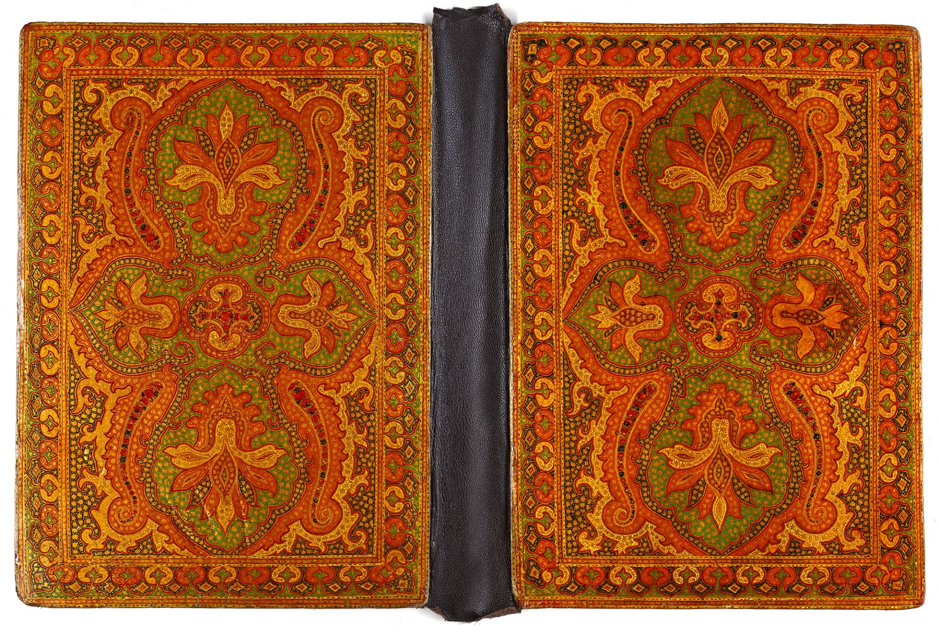 A POLYCHROME LACQUER BOOK BINDING, QAJAR, PERSIA, 19TH CENTURY - Image 2 of 8