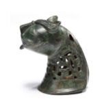 A FINE CAST BRONZE LION HEAD, FROM AN INCENSE BURNER, KHORASAN, 11TH-12TH CENTURY