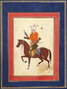 A CAUCASIAN NOBLEMAN RIDING A HORSE AND HOLDING A FALCON, 17TH CENTURY