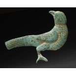 A SELJUK BRONZE GILDED BIRD, 12TH-13TH CENTURY