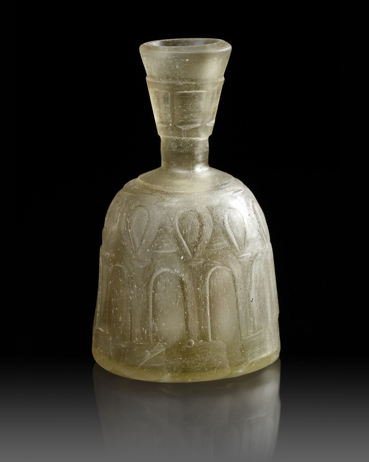 A WHEEL-CUT CLEAR GLASS BOTTLE NORTH EAST PERSIA, 9TH-10TH CENTURY - Image 6 of 9
