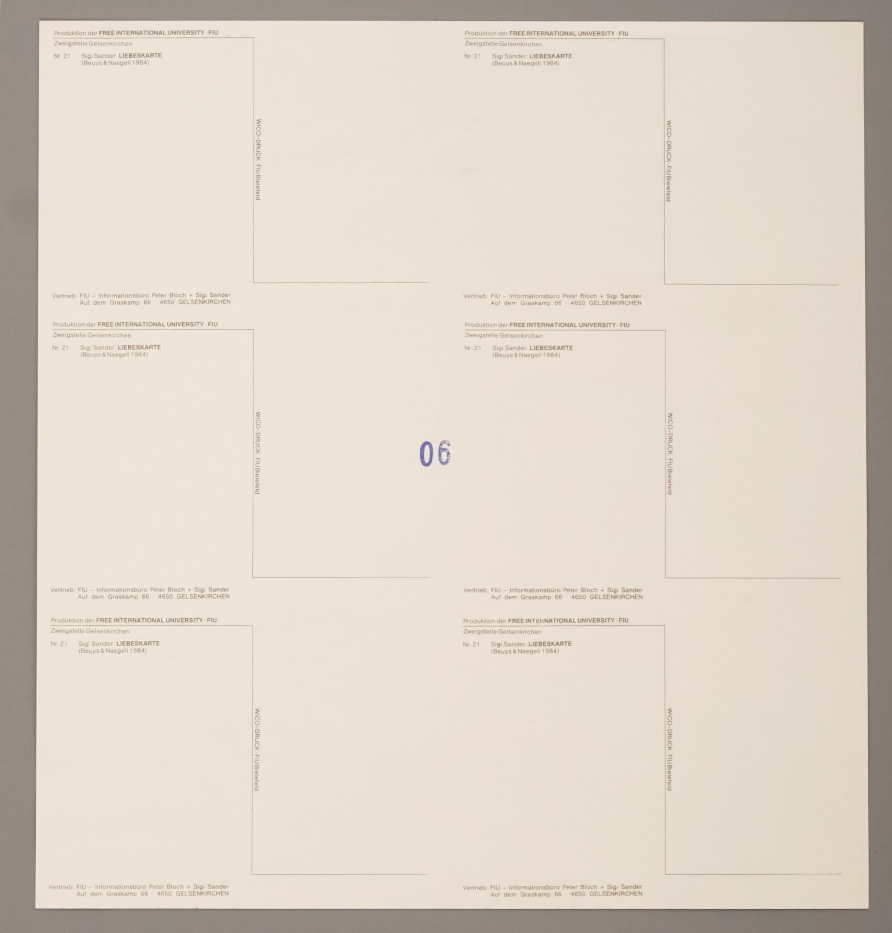 Joseph Beuys, Harald Naegeli: Liebeskarte (Freiheit) (Edition Sigi Sander, 1984) - Image 2 of 2