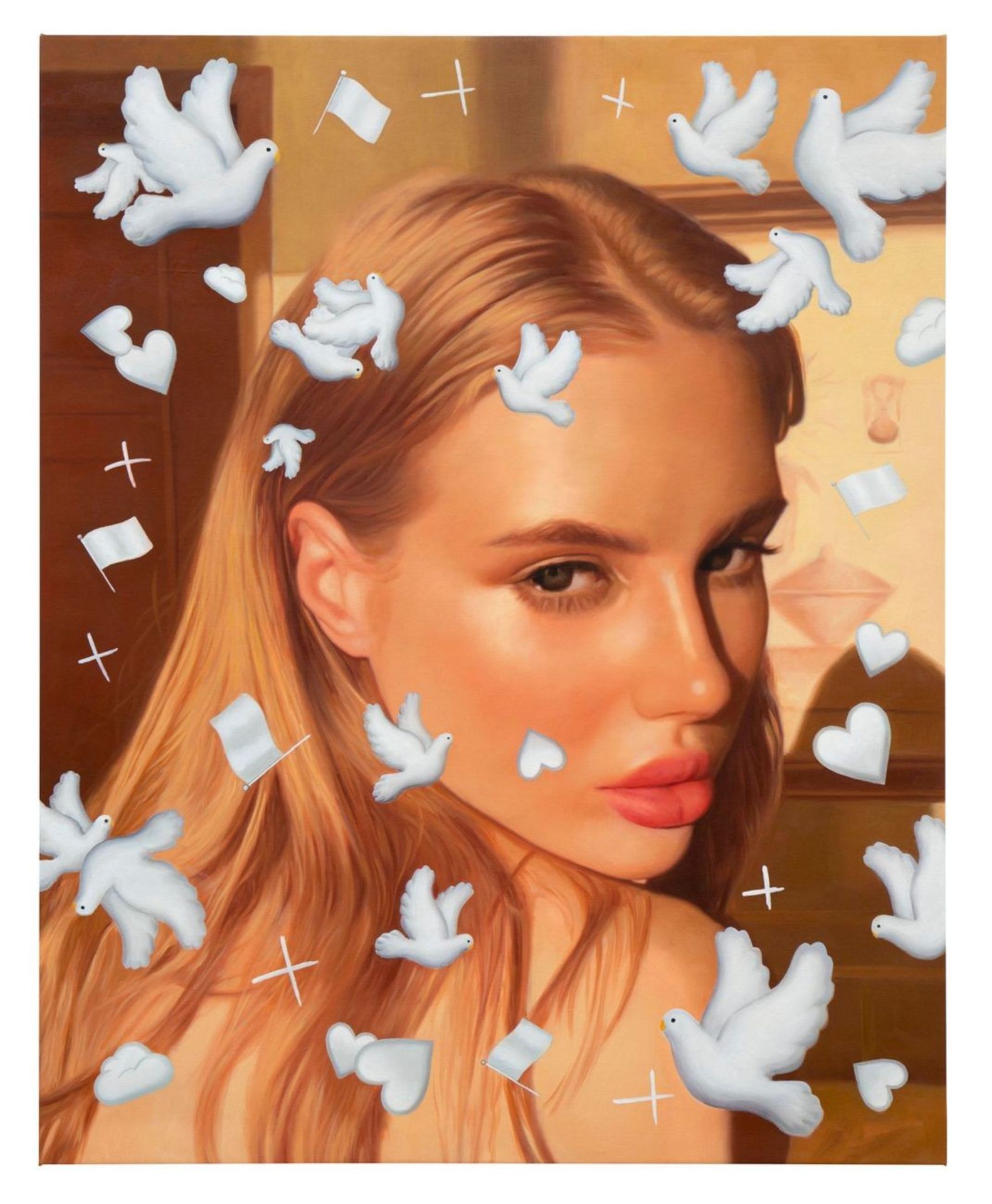 Chris Drange: Helen with doves (2019)