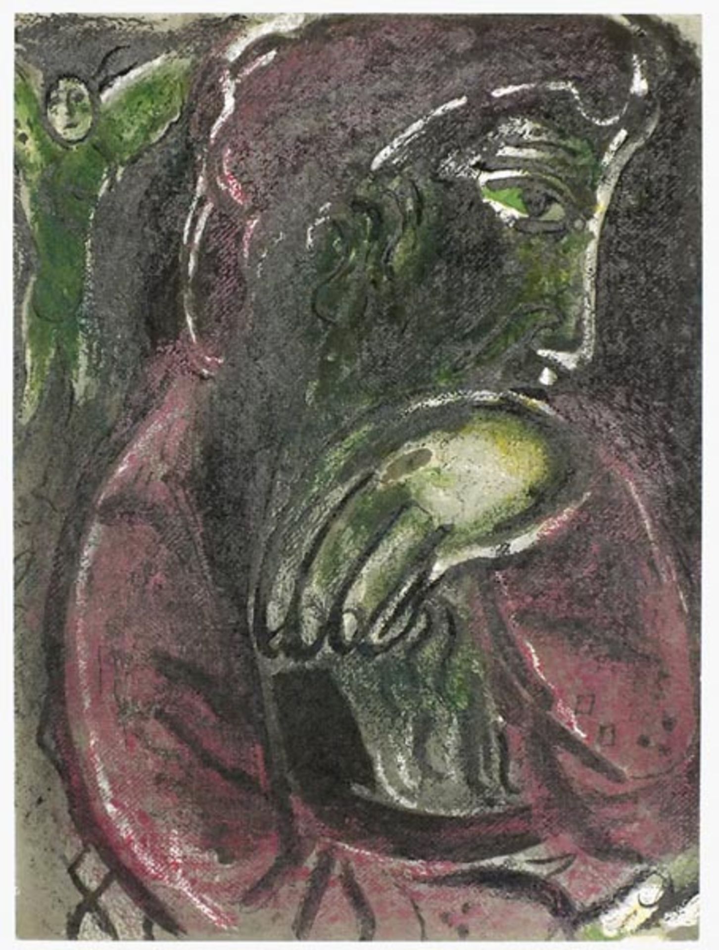Chagall, Marc. Hiob in der Verzweiflungaus: Dessins pour la Bible (Bilder zur Bibel)
