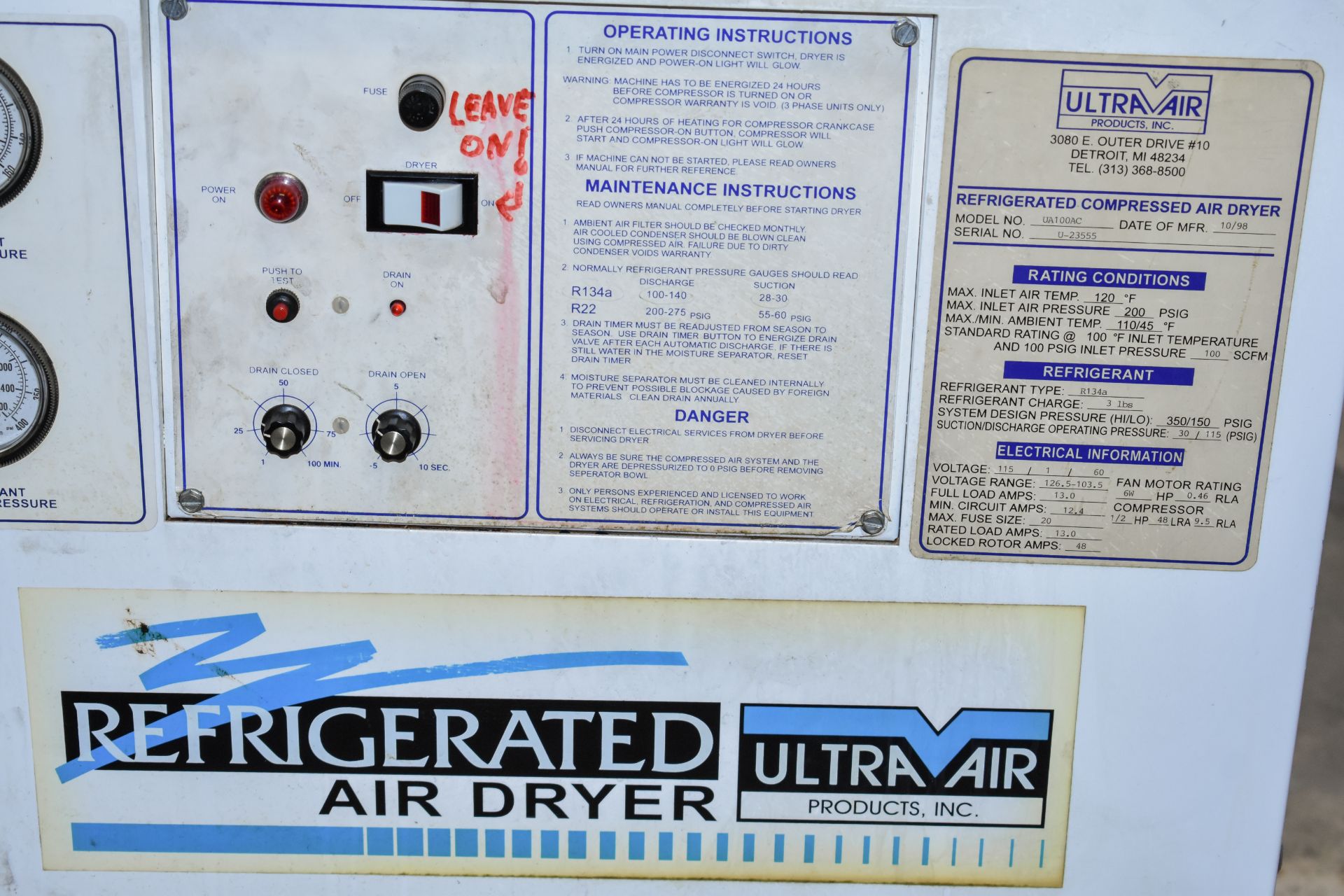 Ultra Air UA100AC Refrigerated Air Dryer - Image 2 of 3