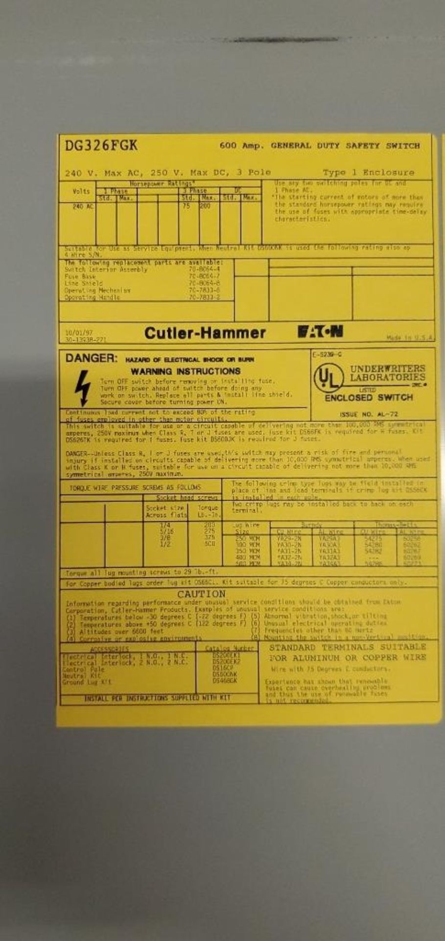 (2)Cutler-Hammer General Duty Saftey Switch - Image 4 of 5