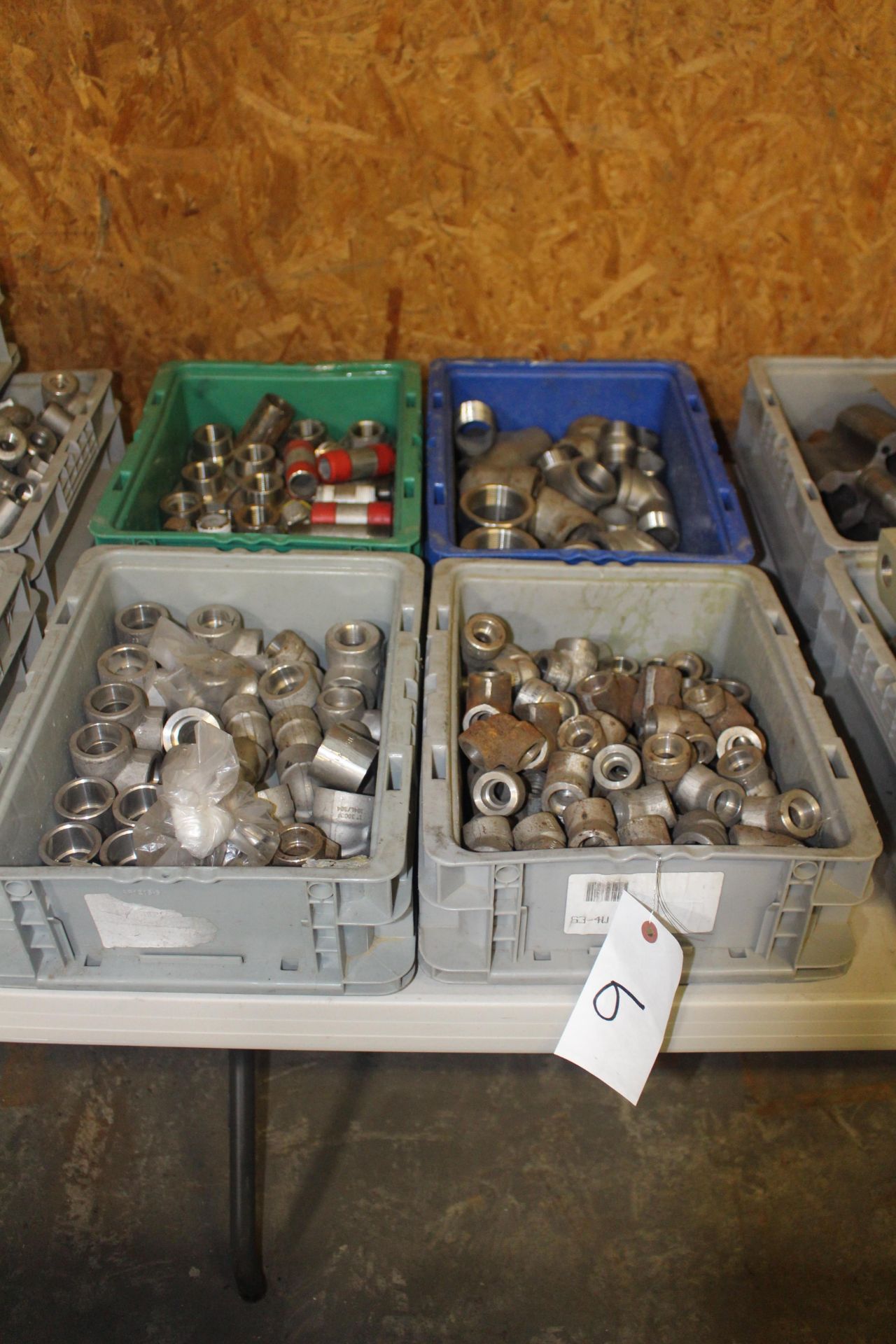 Four Bins of Stainless Steel Fittings