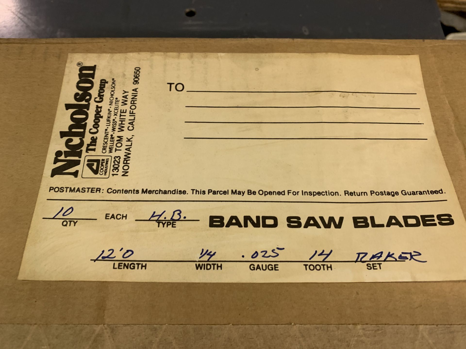 (10) Nicholson Bandsaw Blades, 12" length, 1/4" Width, 14 Tooth - Image 2 of 2