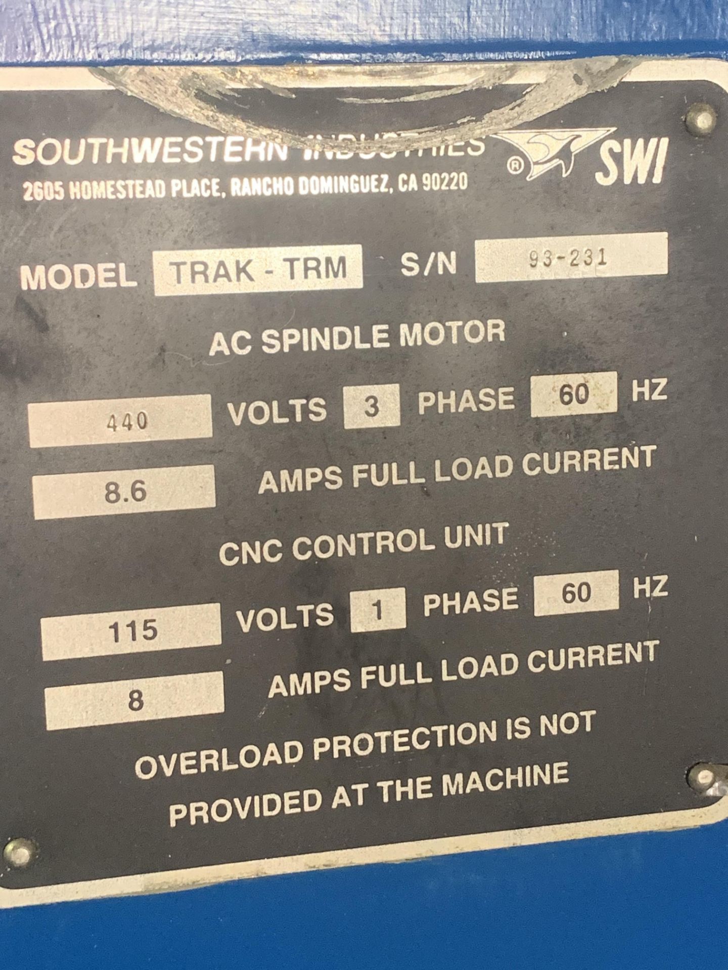 Southwestern Industries Trak TRM CNC Mill 5HP Var. Speed - Image 8 of 10