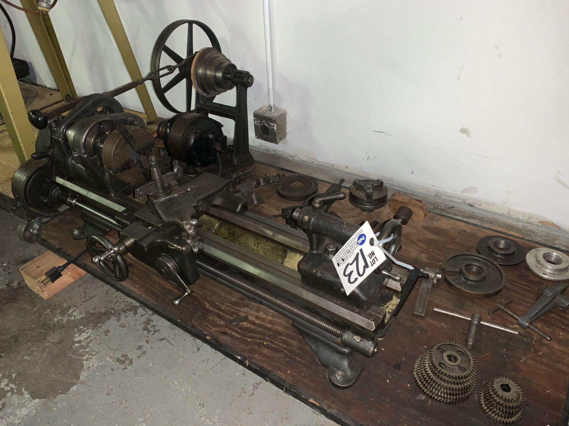 South Bend 8" x 36" Engine Lathe with carriage, tool post, 3 steadies, 3 and 4 Jaw Chucks