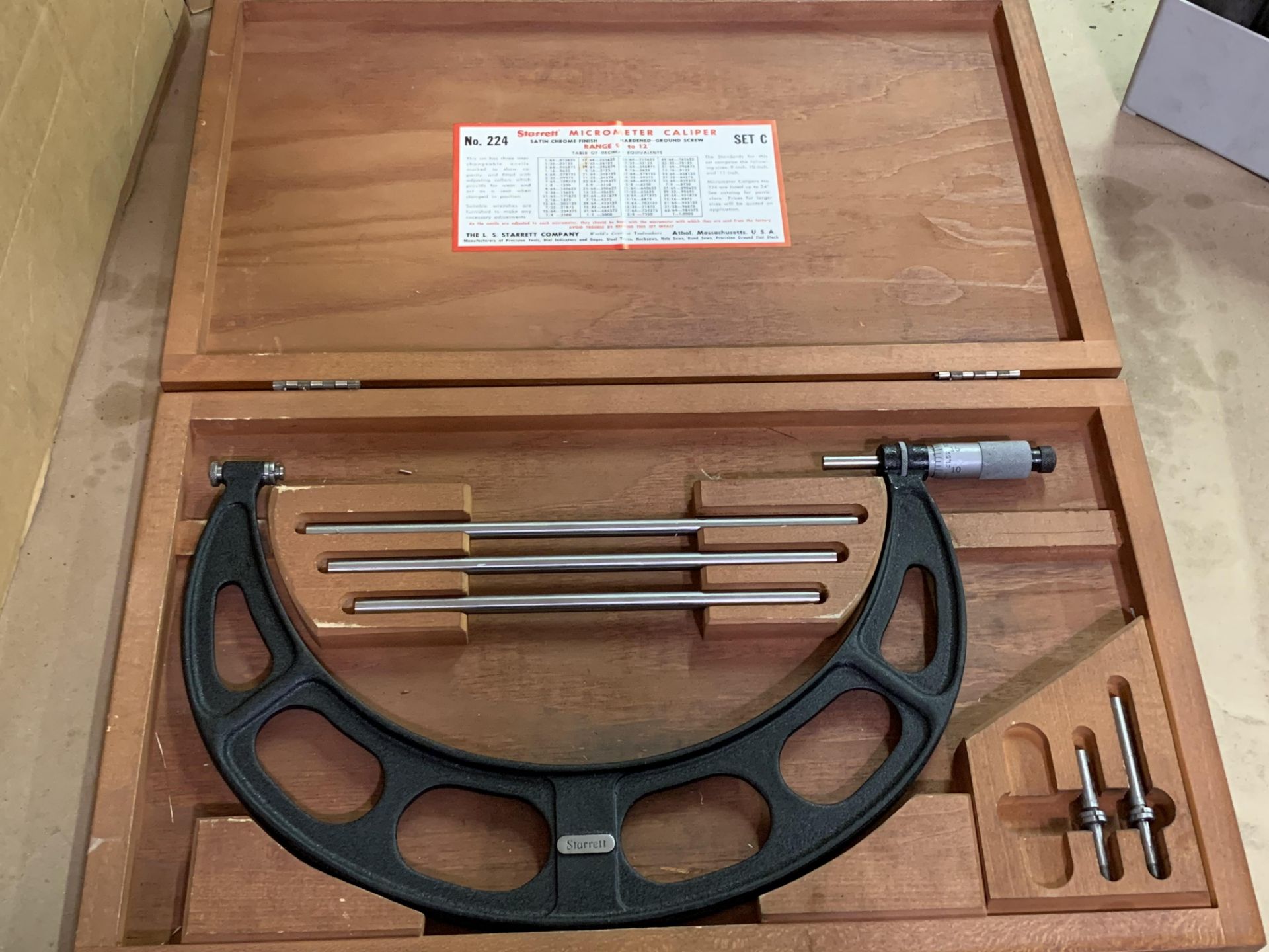 Starrett 9"-12" Micrometer Set Complete with Standards