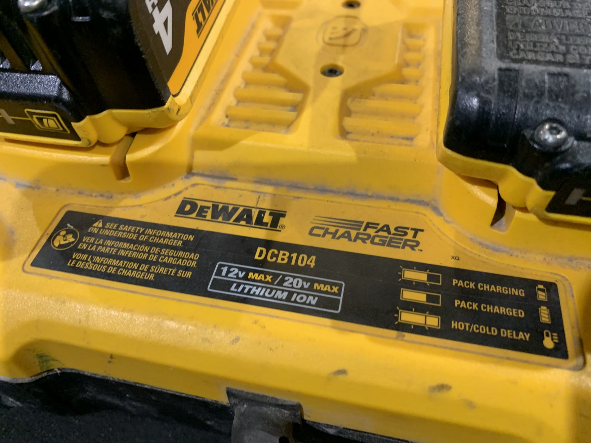 DeWalt Fast Charge Multi-Station model DCB104 w/3 batteries 20v - Image 2 of 2