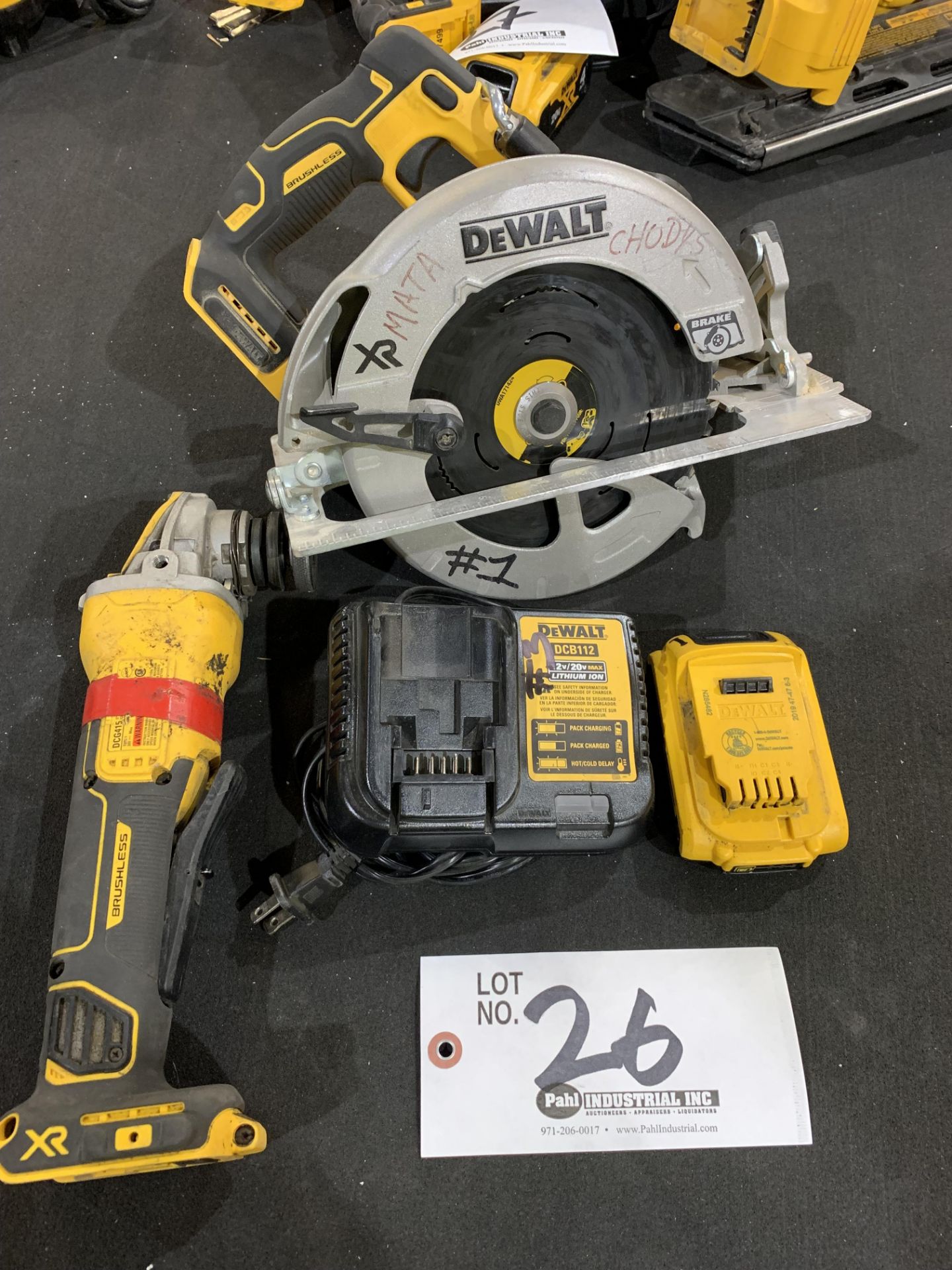 DeWalt 5" Cordless Right Angle Grinder and 7" Circular Saw w/battery and charger