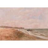 John Moore of Ipswich (1820-1902) British. ‘Yarmouth Looking towards Wellington Pier”, Oil on Paper,